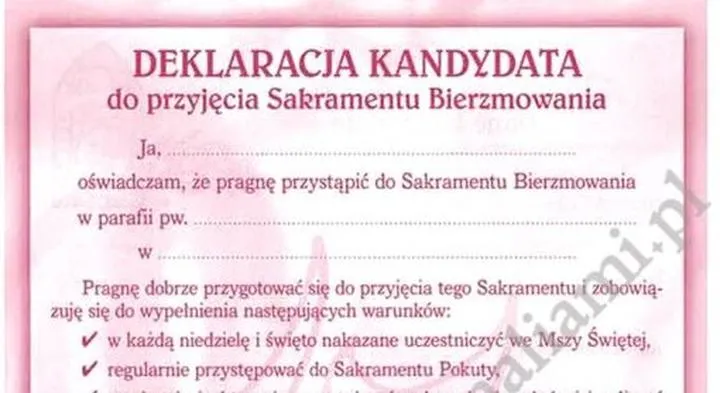 Najczęstsze błędy w deklaracji bierzmowanie