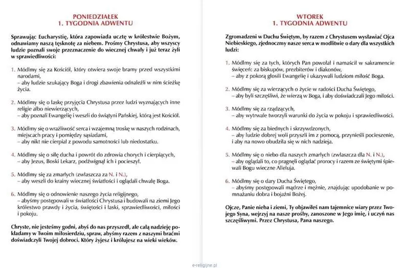 Przykłady wezwań modlitwy wiernych